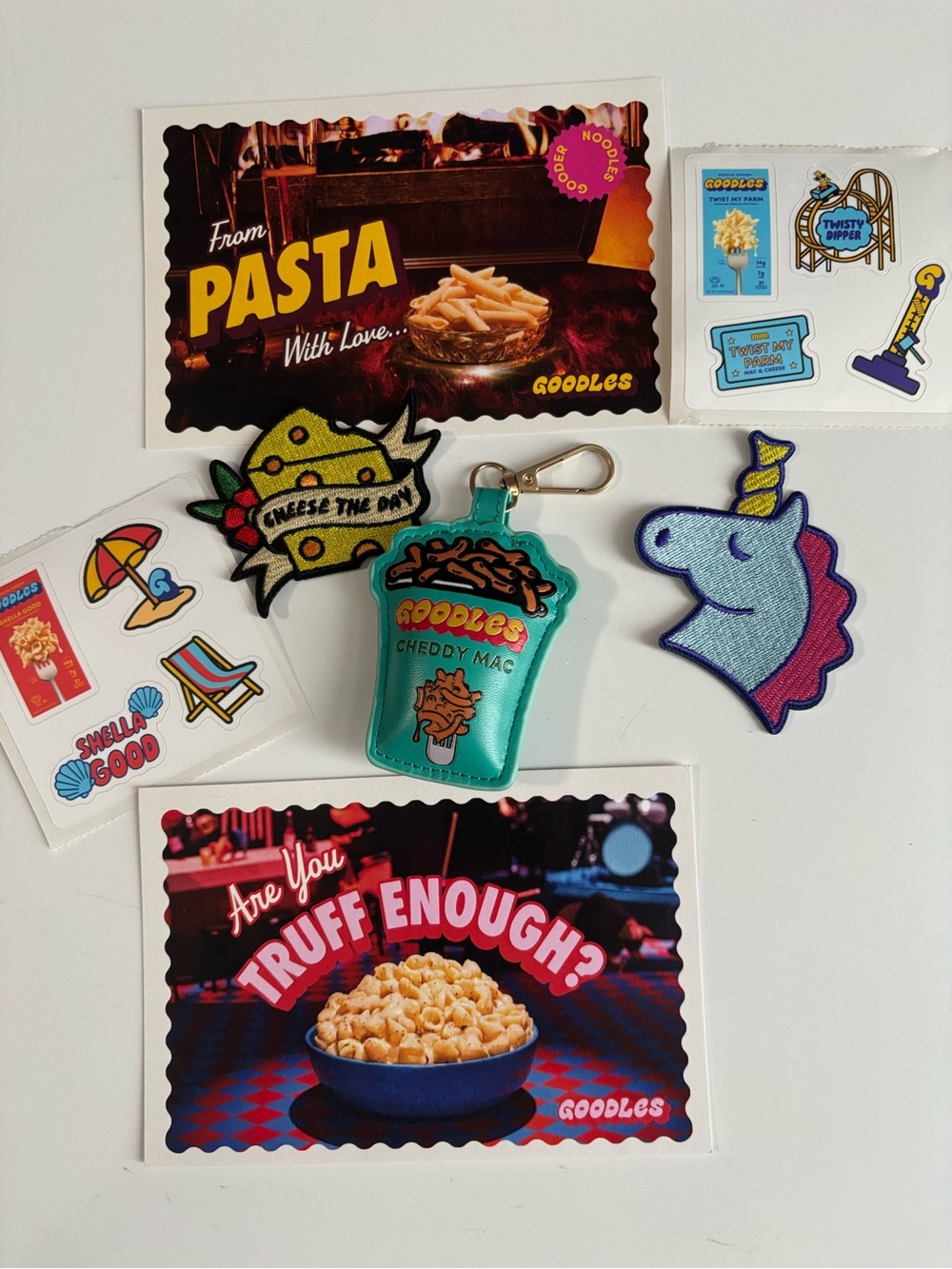 NEW Goodles NYC Popup Goodies- 2 Postcards, Keychain, 2 Patches & 2 stickers